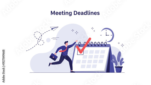 Dedicated professional runs quickly towards a large office calendar to mark a successful completion and ensure meeting critical deadlines.