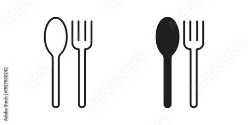 Spoon and Fork icon symbol vector graphic designs on white. Best for ui Design