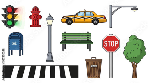 Urban Street Elements Collection Vector Graphics Collection Icons and Graphics