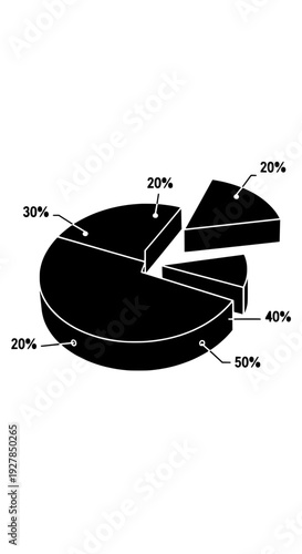 Pie chart illustration displaying statistical data distribution with segmented portions and percentages labeled clearly