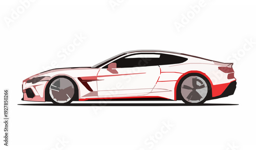 Stylish Red and White Sports Car Vector Template Modern Luxury Auto Illustration