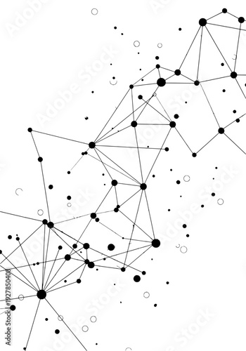 Network nodes connected in complex web structure with lines and dots, viewed from above.