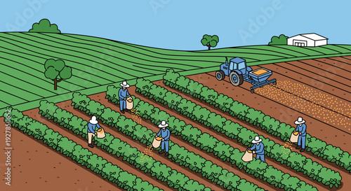 Farmers Working in the Agricultural Field.