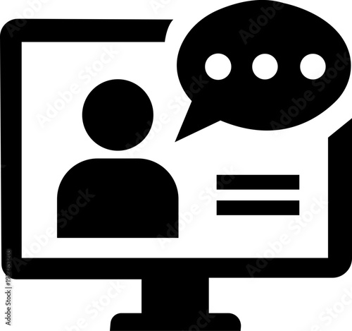 Online conference icon set. Video meeting, interview, digital communication, webinar, device screen, seminar - stock vector. isolated on transparent background