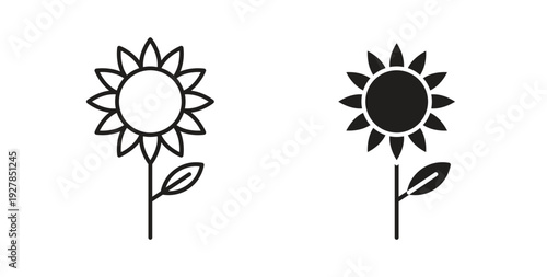 Sunflower icon symbol vector graphic designs on white. Best for ui Design