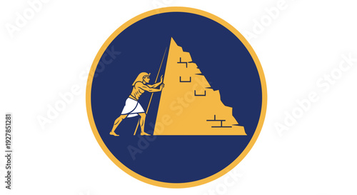 Man Pushing Large Rock Up Hill.