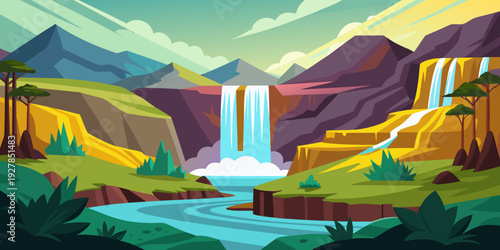 a waterfall in simien national park, ethiopia