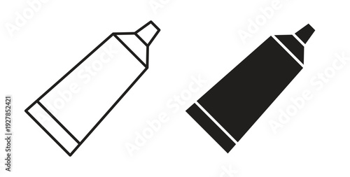 Toothpaste tube icon symbol vector graphic designs on white. Best for ui Design
