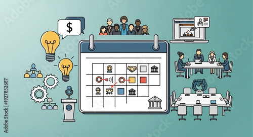 Project Management Planning Calendar Meeting.