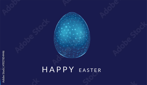 Happy Easter technology greeting card - digital Easter eggs and text Growth, Opportunities, New Beginnings - dark blue vector background