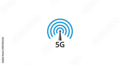 5G Wireless Network Tower Signal Icon.