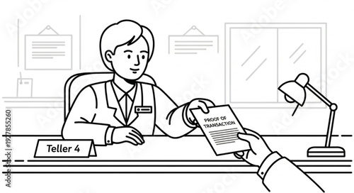 Receptionist Receiving Document from Hand.