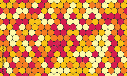 Vibrant abstract geometric pattern of overlapping circles in warm tones.  Perfect for backgrounds, textures, website design, or any project needing a bold, energetic visual.