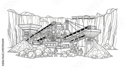 Quarry Mining Operation with Crushing Plant.