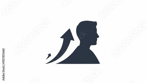 Tableau sur toile Man Silhouette Profile with Rising Arrow.