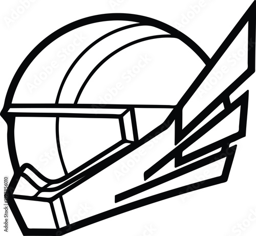 Illustration of a futuristic motorcycle helmet with visor and aerodynamic design  protective gear for riders