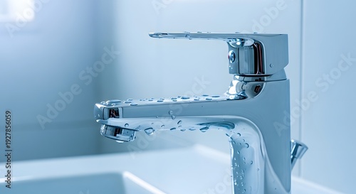 Leaking Faucet in Modern Bathroom Sink.