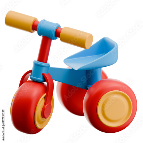 Colorful 3D Icon of a Toy Tricycle with Red and