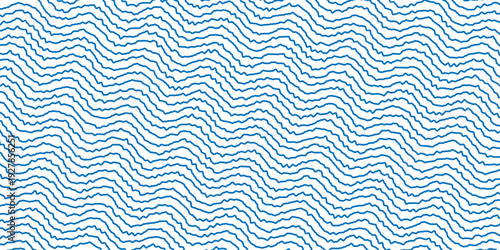 Blue wavy lines pattern with smooth flowing curves and soft dynamic rhythm. Modern abstract background with horizontal wave shapes.