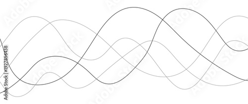 Technology abstract lines on white background. Undulate Grey Wave Swirl, frequency sound wave, twisted curve lines with blend effect