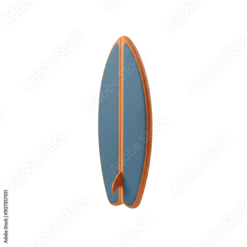 Photography A visually appealing, modern-designed surfboard with a blue top and orange sides