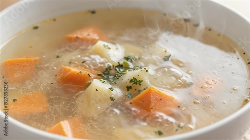 Warm and Comforting Vegetable Soup with Fresh Ingredients and Herbs