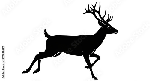 Running Deer Silhouette with Antlers.