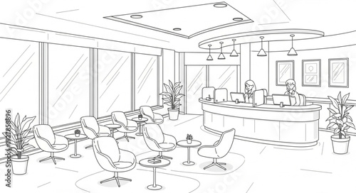 Restaurant Patio Dining Area Illustration.