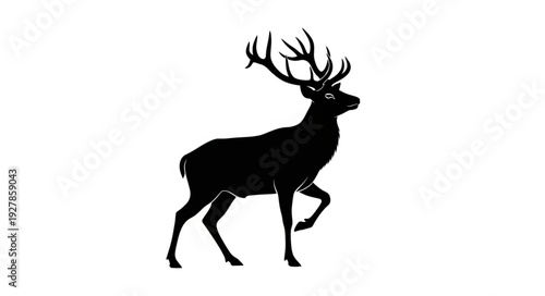 Running Deer Silhouette with Antlers.