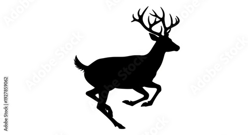 Running Deer Silhouette with Antlers.