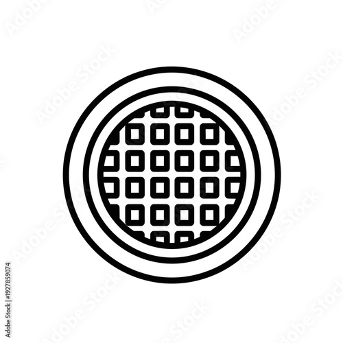 Circular drain cover with a grid pattern isolated on a white background illustration