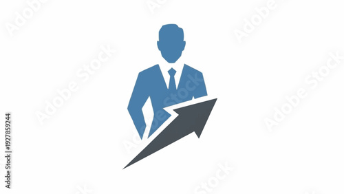 Businessman with rising arrow graphic.