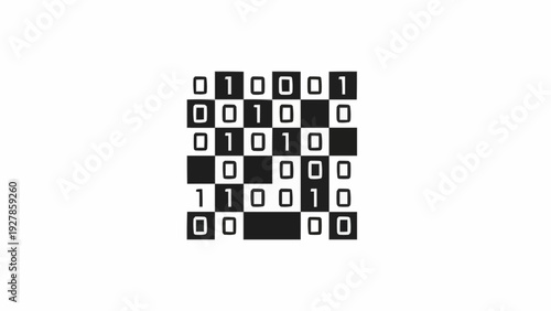 Black and white binary code matrix.