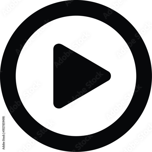 Play button icon within a circle signifies media playback and video.