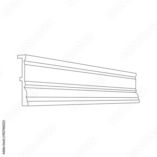 Detailed black and white line drawing of an ornate molding or crown molding profile