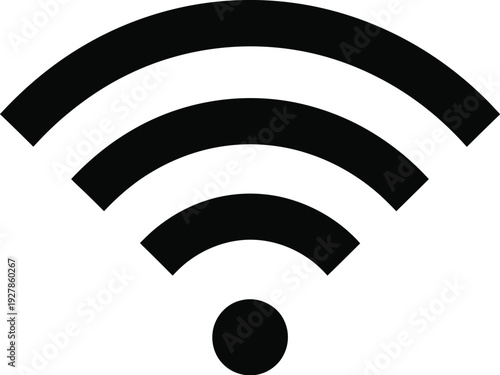 Simple black and white graphic symbol represents wireless internet.