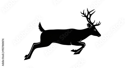 Running Deer with Antlers Silhouette.