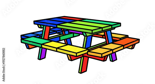 Colorful outdoor picnic table furniture.