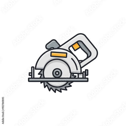 Circular saw illustration a hand held power tool with a rotating cutting blade