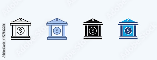 Bank Multiple Icon Illustration Vector