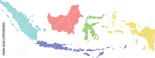 Indonesia Colorful Political Map Vector with Provincial Borders