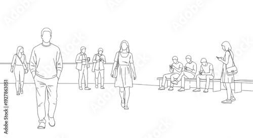 CAD People Outline Figures Set for Architectural and Landscape Design