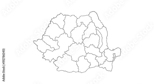 Outline map of Romania showing its administrative divisions or counties.