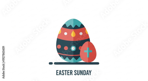 Colorful easter eggs on a white background with easter sunday text
