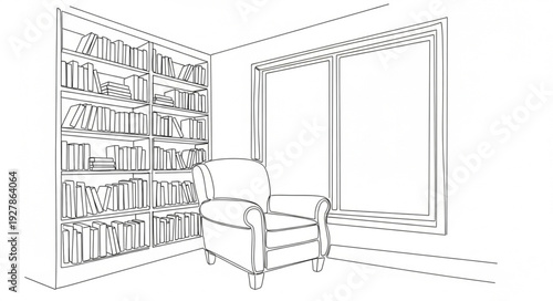 Sketch of a Cozy Reading Room.