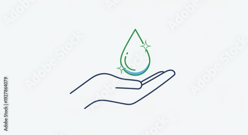 Hand holding a sparkling water droplet symbolizing conservation and sustainability