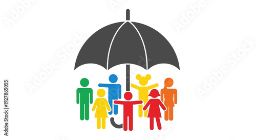 Diverse Community Under Protective Umbrella