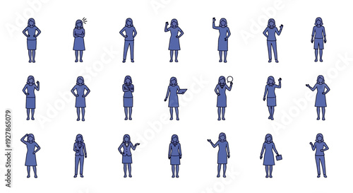 Woman Gesture and Pose Icon Set