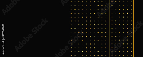 Dark background with golden lines and glittering dots