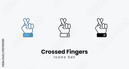 Crossed Fingers icons vector set stock illustration